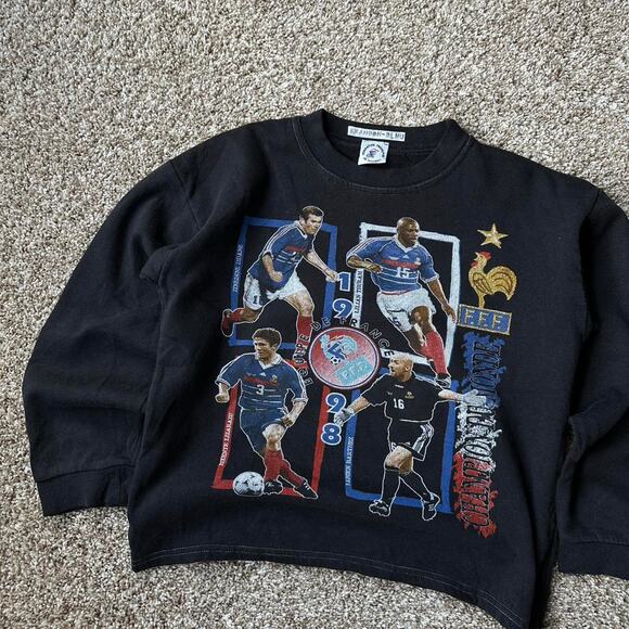 Vintage 90s Team France Futbol Soccer World Cup Sweatshirt - Picture 5 of 7